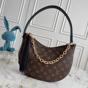 Louis Vuitton Brown Shoulder Bag with Gold Chain